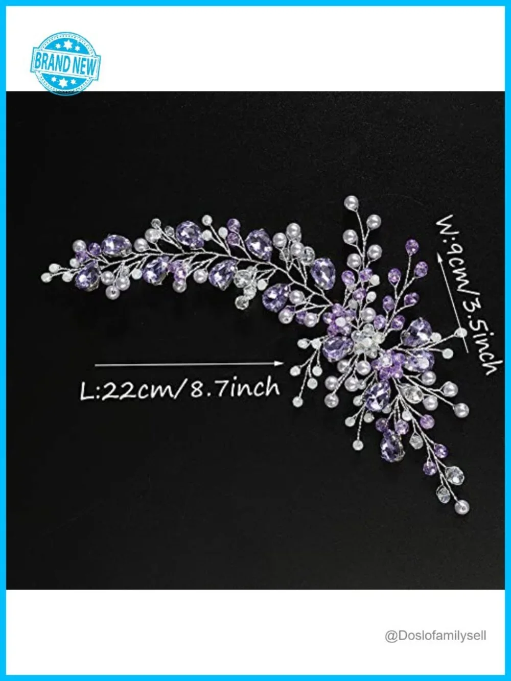 Handmade Bridal Hair Vine with Pearl and Crystal Headband